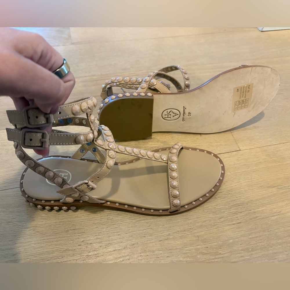 ASH Beige Studded Strappy Women's Sandals - Picture 3 of 5